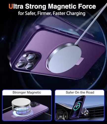 Chicfun 3-in-1 [Magnit+Kickstand+Ring Holder] iPhone 12 Pro Max uchun G'ilof Stend Ring Holder MagSafe bilan mos keladi, Harbiy zarbaga chidamli himoya Matte iPhone 12 Pro Max Telefon G'ilof Kickstand Qopqog'i - 4