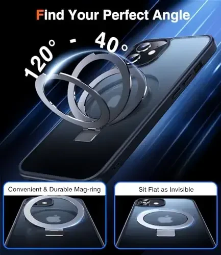 Chicfun 3-in-1 [Magnit+Kickstand+Ring Holder] iPhone 12/12 Pro bilan mos keladi G'ilof Stand Ring Holder MagSafe bilan mos, iPhone 12/12 Pro telefon g'ilofi uchun harbiy zarbga chidamli qora - 3