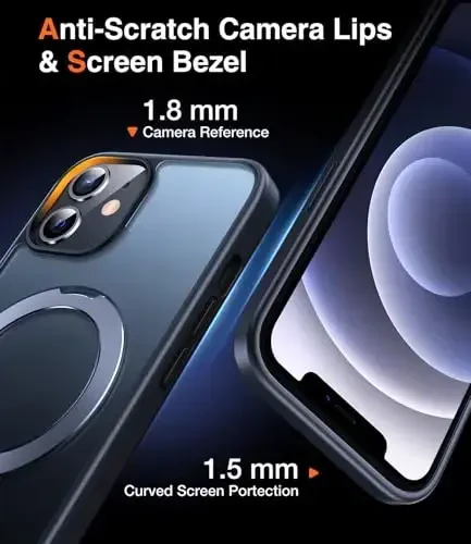 Chicfun 3-in-1 [Magnit+Kickstand+Ring Holder] iPhone 12/12 Pro bilan mos keladi G'ilof Stand Ring Holder MagSafe bilan mos, iPhone 12/12 Pro telefon g'ilofi uchun harbiy zarbga chidamli qora - 6