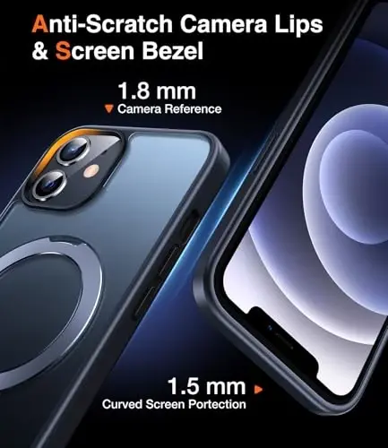 Chicfun 3-in-1 [Magnit+Kickstand+Ring Holder] iPhone 12/12 Pro bilan mos keladi G'ilof Stand Ring Holder MagSafe bilan mos, iPhone 12/12 Pro telefon g'ilofi uchun harbiy zarbga chidamli qora - 6