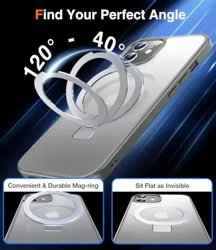 Chicfun 3-in-1 [Magnit+Kickstand+Ring Holder] iPhone 12/12 Pro uchun G'ilof Magsafe bilan mos keluvchi, Harbiy zarbaga chidamli himoya iPhone 12/12 Pro Telefon G'ilof Kickstand Qopqog'i Kulrang - 3