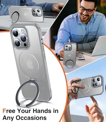 Chicfun 3-in-1 [Magnit+Kickstand+Ring Holder] iPhone 13 Pro Max uchun MagSafe bilan mos keladigan harbiy zarbga chidamli himoya iPhone 13 Pro Max telefon qutisi Kickstand qopqog'i - Modazone (1)