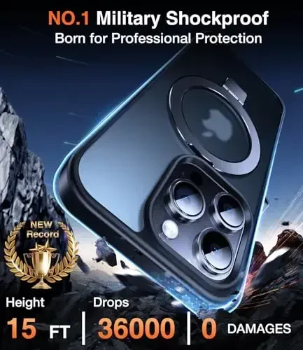 Chicfun 3-in-1 [Magnit+Kickstand+Ring Holder] iPhone 13 Pro uchun MagSafe bilan mos keladigan g‘ilof, iPhone 13 Pro telefon g‘ilofi, harbiy zarbaga chidamli himoya magnitli mat qattiq qopqoq - 3
