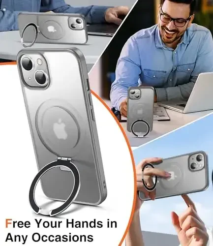 Chicfun 3-in-1 [Magnit+Kickstand+Ring Holder] iPhone 13 uchun g'ilof, MagSafe bilan mos iPhone 14 g'ilof, Magnit telefon g'ilofi iPhone 13/14 stend bilan harbiy zarbaga chidamli himoya Titan - 2