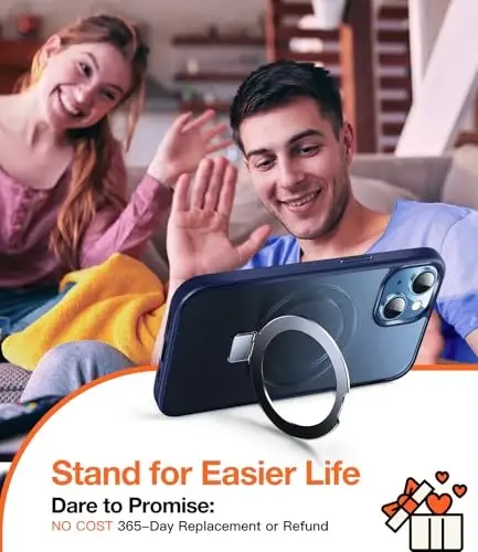 Chicfun 3-in-1 [Magnit+Kickstand+Ring Holder] iPhone 15 Plus uchun G'ilof MagSafe bilan mos, Harbiy zarbaga chidamli Kickstand Telefon G'ilofi iPhone 15 Plus Moviy - 7