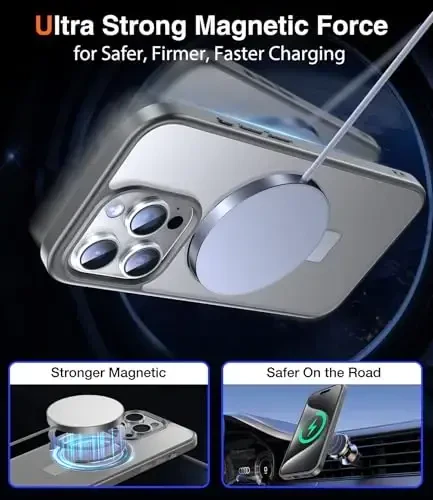 Chicfun 3-in-1 [Magnit+Kickstand+Ring Holder] iPhone 15 Pro Max uchun G'ilof MagSafe bilan mos keladi, Harbiy zarbaga chidamli himoya Mat iPhone 15 Pro Max Telefon G'ilof Qo'llab-quvvatlash - 4