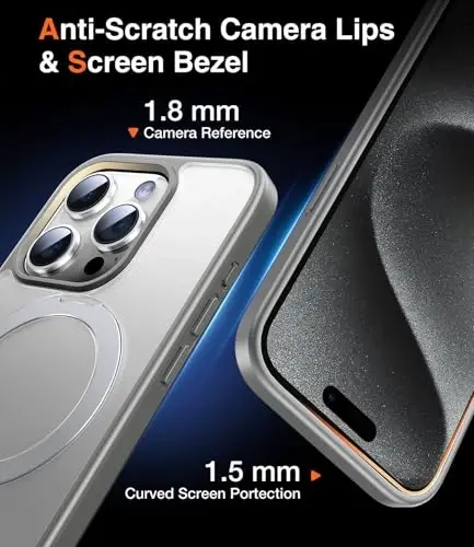 Chicfun 3-in-1 [Magnit+Kickstand+Ring Holder] iPhone 15 Pro Max uchun G'ilof MagSafe bilan mos keladi, Harbiy zarbaga chidamli himoya Mat iPhone 15 Pro Max Telefon G'ilof Qo'llab-quvvatlash - 6