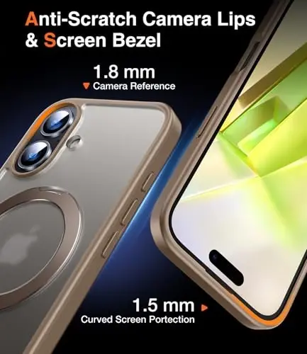 Chicfun 3-in-1 [Magnit+Kickstand+Ring ushlagich] iPhone 16 uchun G'ilof MagSafe bilan mos, harbiy zarbaga chidamli himoya Kickstand telefon g'ilofi iPhone 16 qopqog'i BronzeDesertTan - 6