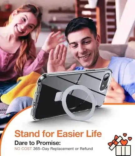 Chicfun 3-in-1 [Magnit+Kickstand+Ring ushlagichi] iPhone 16e Case 2025 Stand Ring ushlagichi MagSafe bilan mos, Harbiy zarbaga chidamli himoya iPhone 16e telefon g'ilofi Kickstand qopqog'i shaffof - 6