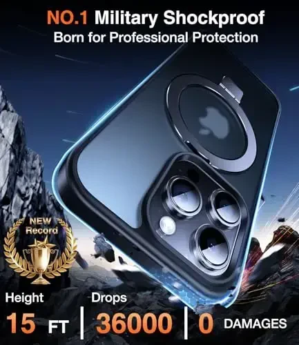 Chicfun 3-in-1 [Magnitli+Oyoq tirgak+Halka ushlagich] iPhone 15 Pro g‘ilofi bilan mos keladi, MagSafe bilan mos keluvchi stend halqa ushlagichi, iPhone 15 Pro telefon g‘ilofi oyoq tirgak qopqog‘i uchun harbiy zarbga chidamli kulrang - 5