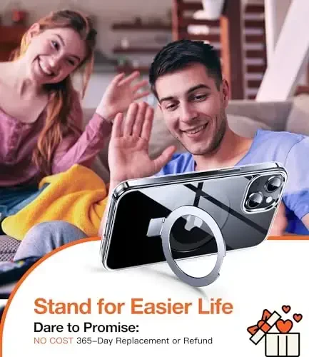 Chicfun 3-in-1 [Magnit+Oyoq tirgak+Halqa ushlagich] iPhone 15 Plus uchun g'ilof MagSafe bilan mos, Harbiy zarbaga chidamli oyoq tirgakli telefon g'ilofi iPhone 15 Plus uchun shaffof qopqoq - 7