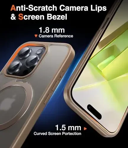 Chicfun 3-in-1 [Magnit+Oyoq tirgak+Halqa ushlagich] iPhone 16 Pro Max uchun G'ilof, MagSafe bilan mos, Harbiy zarbaga chidamli Oyoq tirgak G'ilof 16 Pro Max Sahro Titani - 6