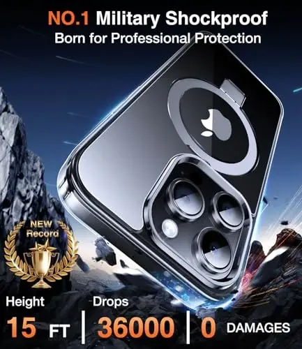 Chicfun 3-in-1 [Magnit+Qoʻllab-quvvatlash+Halqa ushlagich] iPhone 14 Pro uchun MagSafe bilan mos keladigan, iPhone 14 Pro telefon qutisi, harbiy zarbaga chidamli himoya magnitli mat qattiq qopqoq - 3