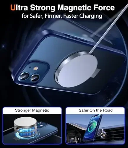 Chicfun 3-в-1 [Magnetic+Kickstand+Ring Holder] для iPhone 12/12 Pro Case Stand Ring Holder Compatible with MagSafe, Military Shockproof Protective iPhone 12/12 Pro Phone Case Kickstand Cover Blue - 4