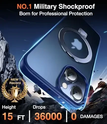 Chicfun 3-в-1 [Magnetic+Kickstand+Ring Holder] для iPhone 13 Case, iPhone 14 Case Compatible with MagSafe, Phone Case iPhone 13/14 with Stand Military Shockproof Protective Magnetic Cover Blue - 3