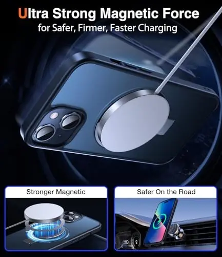 Chicfun 3-в-1 [Magnetic+Kickstand+Ring Holder] для iPhone 13 Case, iPhone 14 Case Compatible with MagSafe, Phone Case iPhone 13/14 with Stand Military Shockproof Silicone Protective Magnetic Cover - 4