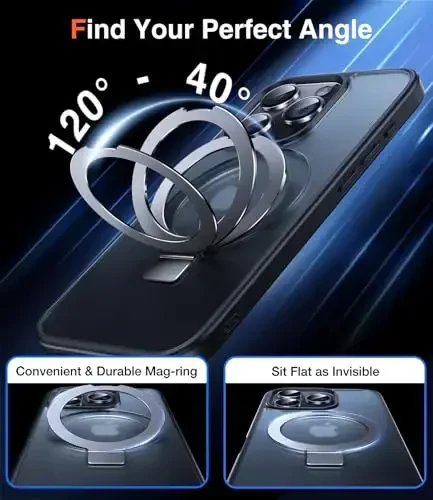 Chicfun 3-в-1 [Magnetic+Kickstand+Ring Holder] для iPhone 16 Pro Max Case Stand Ring Holder Compatible with MagSafe, Military Shockproof iPhone 16 Pro Max Phone Case Kickstand Cover Blue - 4