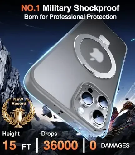 Chicfun 3-в-1 [магнитная + подставка + держатель кольца] для iPhone 12 Pro Max, чехол-подставка-кольцо, совместимый с MagSafe, противоударный защитный матовый чехол-подставка для iPhone 12 Pro Max - 5