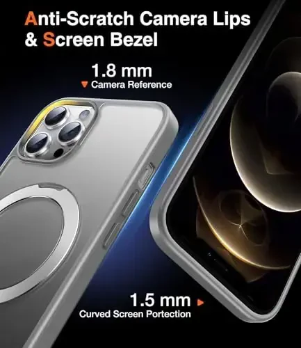 Chicfun 3-в-1 [магнитная + подставка + держатель кольца] для iPhone 12 Pro Max, чехол-подставка-кольцо, совместимый с MagSafe, противоударный защитный матовый чехол-подставка для iPhone 12 Pro Max - 6