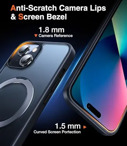 Chicfun 3 в 1 [Магнитный + Подставка + Держатель-кольцо] для чехла iPhone 14 Plus с подставкой Держатель-кольцо, совместимый с MagSafe, противоударный чехол для телефона военного класса для iPhone 14 Plus, черный - 6