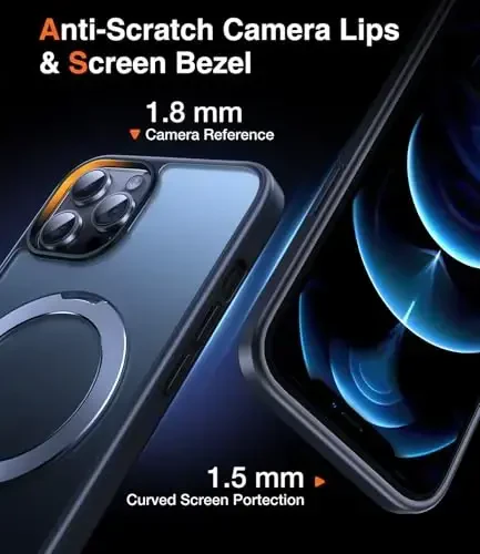 Chicfun 3'ü 1 arada [Magnit+Oyoq tirgak+Halka ushlagich] iPhone 12 Pro Max uchun G'ilof Stend Halka Uslagich MagSafe bilan mos, Harbiy zarbga chidamli himoya Matli iPhone 12 Pro Max Telefon G'ilof Oyoq tirgak Qopqoq - 6