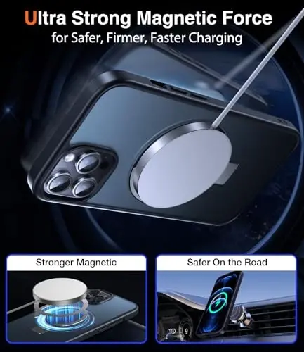 Chicfun 3'ü 1 arada [Magnit+Oyoq tirgak+Halka ushlagich] iPhone 12 Pro Max uchun G'ilof Stend Halka Uslagich MagSafe bilan mos, Harbiy zarbga chidamli himoya Matli iPhone 12 Pro Max Telefon G'ilof Oyoq tirgak Qopqoq - 4