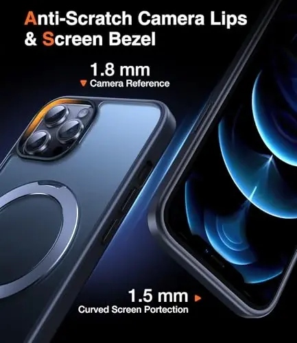 Chicfun 3'ü 1 arada [Magnit+Oyoq tirgak+Halka ushlagich] iPhone 12 Pro Max uchun G'ilof Stend Halka Uslagich MagSafe bilan mos, Harbiy zarbga chidamli himoya Matli iPhone 12 Pro Max Telefon G'ilof Oyoq tirgak Qopqoq - 6