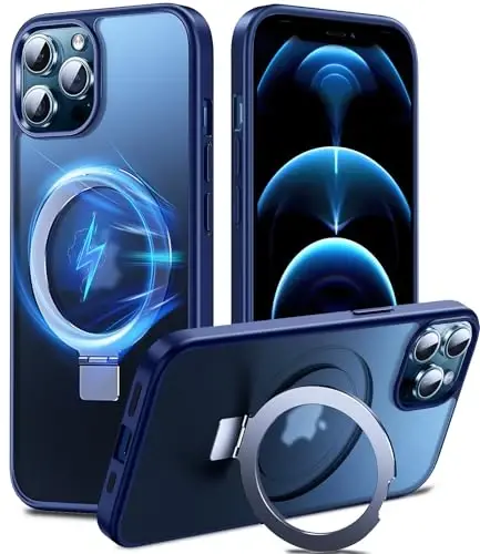 Chicfun 3-in-1 [Magnetic+Kickstand+Ring Holder] for iPhone 12 Pro Max Case Stand Ring Holder Compatible with MagSafe, Military Shockproof Protective Matte iPhone 12 Pro Max Phone Case Kickstand Cover - 1