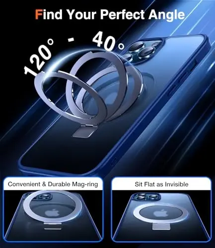 Chicfun 3-in-1 [Magnetic+Kickstand+Ring Holder] for iPhone 12 Pro Max Case Stand Ring Holder Compatible with MagSafe, Military Shockproof Protective Matte iPhone 12 Pro Max Phone Case Kickstand Cover - 3