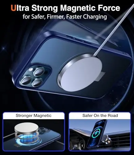 Chicfun 3-in-1 [Magnetic+Kickstand+Ring Holder] for iPhone 12 Pro Max Case Stand Ring Holder Compatible with MagSafe, Military Shockproof Protective Matte iPhone 12 Pro Max Phone Case Kickstand Cover - 4