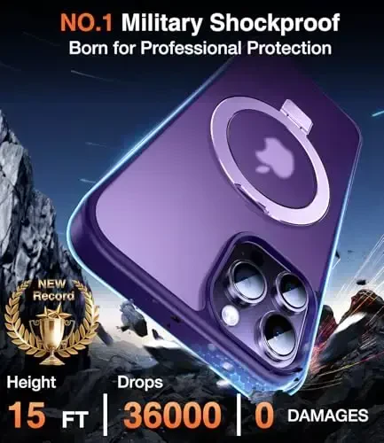 Chicfun 3-in-1 [Magnetic+Kickstand+Ring Holder] for iPhone 12 Pro Max Case Stand Ring Holder Compatible with MagSafe, Military Shockproof Protective Matte iPhone 12 Pro Max Phone Case Kickstand Cover - 5