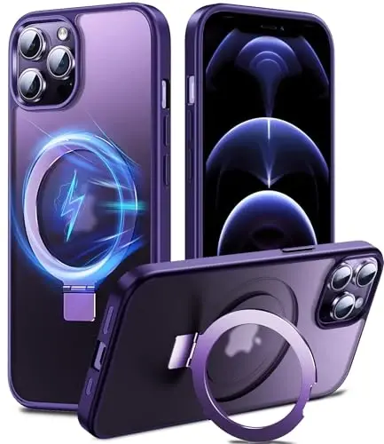 Chicfun 3-in-1 [Magnetic+Kickstand+Ring Holder] for iPhone 12 Pro Max Case Stand Ring Holder Compatible with MagSafe, Military Shockproof Protective Matte iPhone 12 Pro Max Phone Case Kickstand Cover - 1