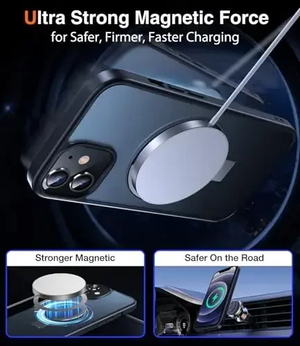 Chicfun 3-in-1 [Magnetic+Kickstand+Ring Holder] Compatible with iPhone 12/12 Pro Case Stand Ring Holder Compatible with MagSafe, Military Shockproof for iPhone 12/12 Pro Phone Case Cover Black - 4