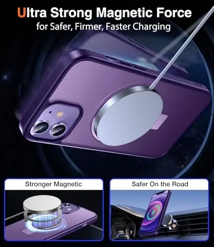 Chicfun 3-in-1 [Magnetic+Kickstand+Ring Holder] for iPhone 12/12 Pro Case Stand Ring Holder Compatible with MagSafe, Military Shockproof Protective iPhone 12/12 Pro Phone Case Kickstand Cover Purple - 4