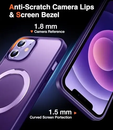 Chicfun 3-in-1 [Magnetic+Kickstand+Ring Holder] for iPhone 12/12 Pro Case Stand Ring Holder Compatible with MagSafe, Military Shockproof Protective iPhone 12/12 Pro Phone Case Kickstand Cover Purple - 6