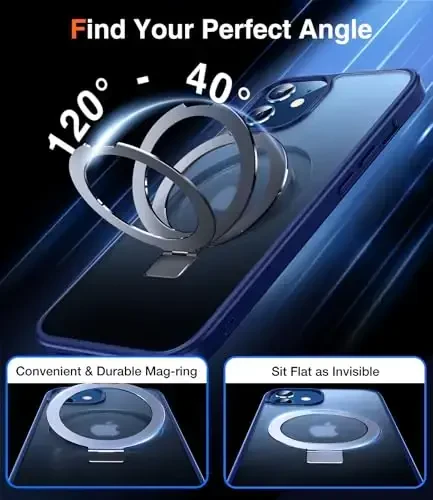 Chicfun 3-in-1 [Magnetic+Kickstand+Ring Holder] for iPhone 12/12 Pro Case Stand Ring Holder Compatible with MagSafe, Military Shockproof Protective iPhone 12/12 Pro Phone Case Kickstand Cover Blue - 3