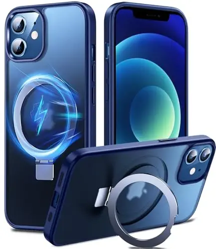 Chicfun 3-in-1 [Magnetic+Kickstand+Ring Holder] for iPhone 12/12 Pro Case Stand Ring Holder Compatible with MagSafe, Military Shockproof Protective iPhone 12/12 Pro Phone Case Kickstand Cover Blue - 1