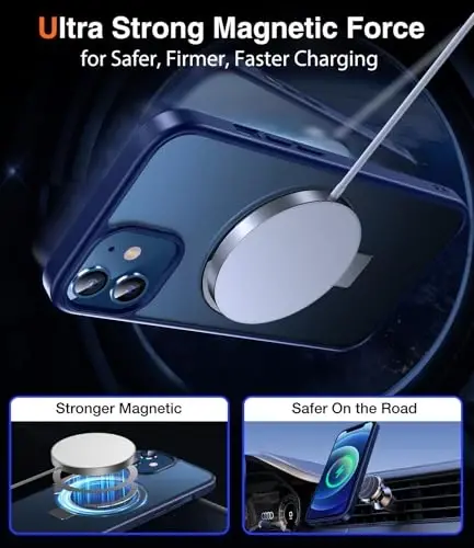 Chicfun 3-in-1 [Magnetic+Kickstand+Ring Holder] for iPhone 12/12 Pro Case Stand Ring Holder Compatible with MagSafe, Military Shockproof Protective iPhone 12/12 Pro Phone Case Kickstand Cover Blue - 4