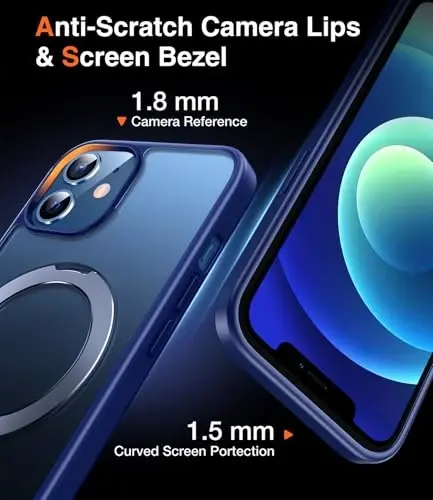 Chicfun 3-in-1 [Magnetic+Kickstand+Ring Holder] for iPhone 12/12 Pro Case Stand Ring Holder Compatible with MagSafe, Military Shockproof Protective iPhone 12/12 Pro Phone Case Kickstand Cover Blue - 6