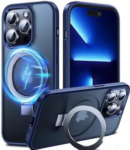 Chicfun 3-in-1 [Magnetic+Kickstand+Ring Holder] for iPhone 13 Pro Case with Magnetic Stand Ring Compatible with MagSafe Phone Case iPhone 13 Pro Military Shockproof Protective Navy Blue 