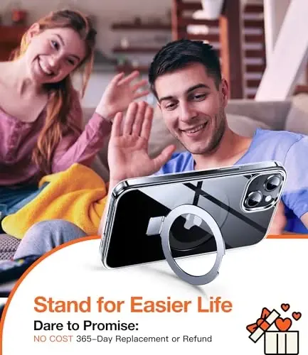 Chicfun 3-in-1 [Magnetic+Kickstand+Ring Holder] for iPhone 15 Plus Case with Stand Ring Holder， Compatible with MagSafe, Military Shockproof Kickstand Phone Case iPhone 15 Plus Cover Clear - 7