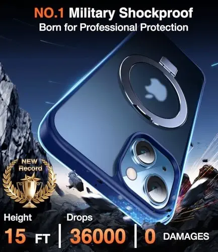 Chicfun 3-in-1 [Magnetic+Kickstand+Ring Holder] for iPhone 15 Plus Case with Stand Ring Holder， Compatible with MagSafe, Military Shockproof Kickstand Phone Case iPhone 15 Plus Cover Blue - 3
