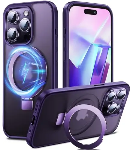 Chicfun 3-in-1 [Magnetic+Kickstand+Ring Holder] for iPhone 15 Pro Max Case Stand Ring Holder Compatible with MagSafe, Military Shockproof Protective Matte iPhone 15 Pro Max Phone Case Kickstand Cover - 1