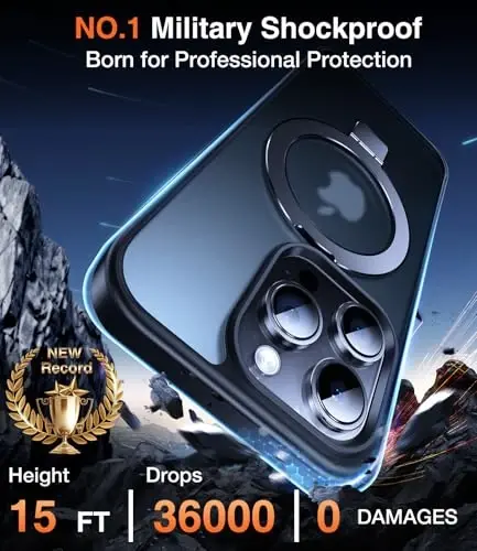 Chicfun 3-in-1 [Magnetic+Kickstand+Ring Holder] for iPhone 15 Pro Max Case Stand Ring Holder Compatible with MagSafe, Military Shockproof Protective Matte iPhone 15 Pro Max Phone Case Kickstand Cover - 5