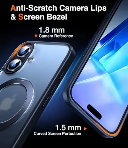 Chicfun 3-in-1 [Magnetic+Kickstand+Ring Holder] for iPhone 16 Case with Stand Ring Holder， Compatible with MagSafe, Military Shockproof Protective Kickstand Phone Case iPhone 16 Cover Black - 6