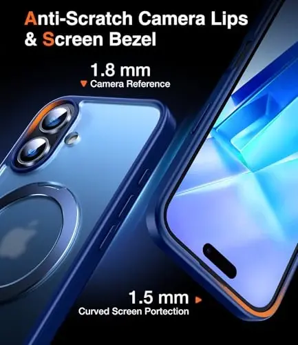 Chicfun 3-in-1 [Magnetic+Kickstand+Ring Holder] for iPhone 16 Case with Stand Ring Holder， Compatible with MagSafe, Military Shockproof Protective Kickstand Phone Case iPhone 16 Cover Blue - 6