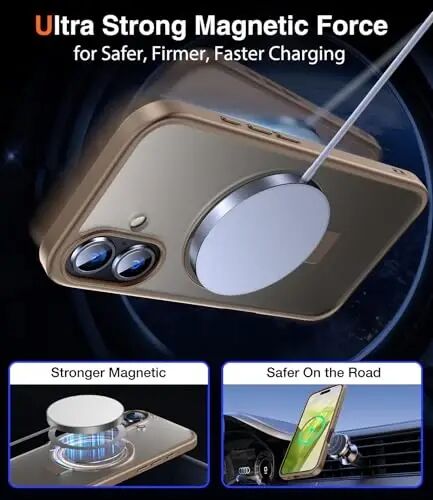 Chicfun 3-in-1 [Magnetic+Kickstand+Ring Holder] for iPhone 16 Case with Stand Ring Holder， Compatible with MagSafe, Military Shockproof Protective Kickstand Phone Case iPhone 16 Cover BronzeDesertTan - 4