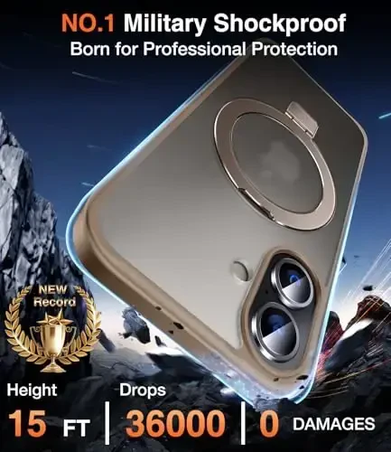 Chicfun 3-in-1 [Magnetic+Kickstand+Ring Holder] for iPhone 16 Case with Stand Ring Holder， Compatible with MagSafe, Military Shockproof Protective Kickstand Phone Case iPhone 16 Cover BronzeDesertTan - 3