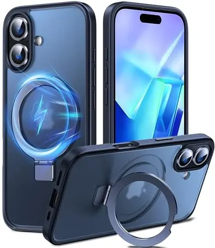 Chicfun 3-in-1 [Magnetic+Kickstand+Ring Holder] for iPhone 16 Plus Case with Stand Ring Holder， Compatible with MagSafe, Military Shockproof Kickstand Phone Case iPhone 16 Plus Cover Black 