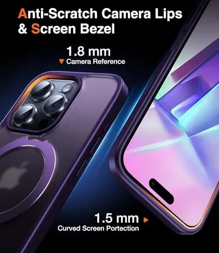 Chicfun 3-in-1 [Magnetic+Kickstand+Ring Holder] for iPhone 16 Pro Case with Stand Ring Holder， Compatible with MagSafe, Military Shockproof Kickstand Phone Case iPhone 16 Pro Cover Purple - 6